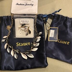 Stauer Gold and Silver Leaf Necklace Set